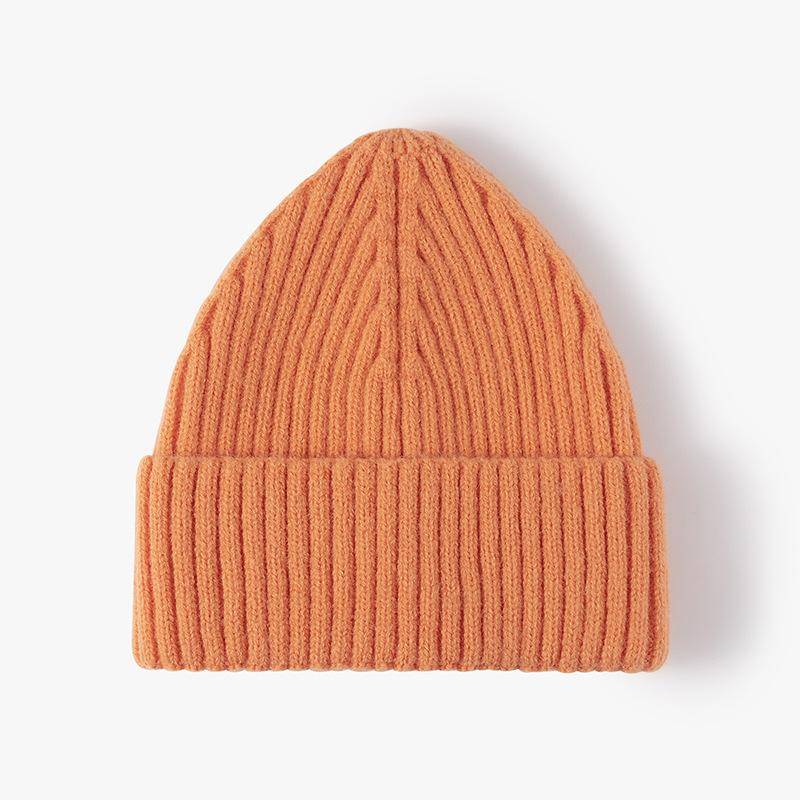 Herbst Winter Hüte Für Frauen Mode Kaschmir Gestrickte Kappe Erwachsene Einfarbig Beanie Outdoor Warme Dicke Kappe orange von Joom DACH
