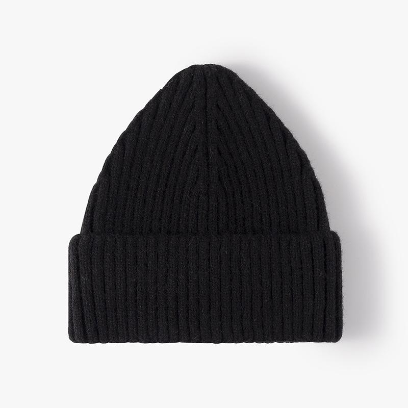 Herbst Winter Hüte Für Frauen Mode Kaschmir Gestrickte Kappe Erwachsene Einfarbig Beanie Outdoor Warme Dicke Kappe schwarz von Joom DACH