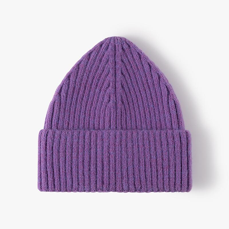 Herbst Winter Hüte Für Frauen Mode Kaschmir Gestrickte Kappe Erwachsene Einfarbig Beanie Outdoor Warme Dicke Kappe violett von Joom DACH