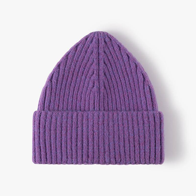 Herbst Winter Hüte Für Frauen Mode Kaschmir Gestrickte Kappe Erwachsene Einfarbig Beanie Outdoor Warme Dicke Kappe violett von Joom DACH