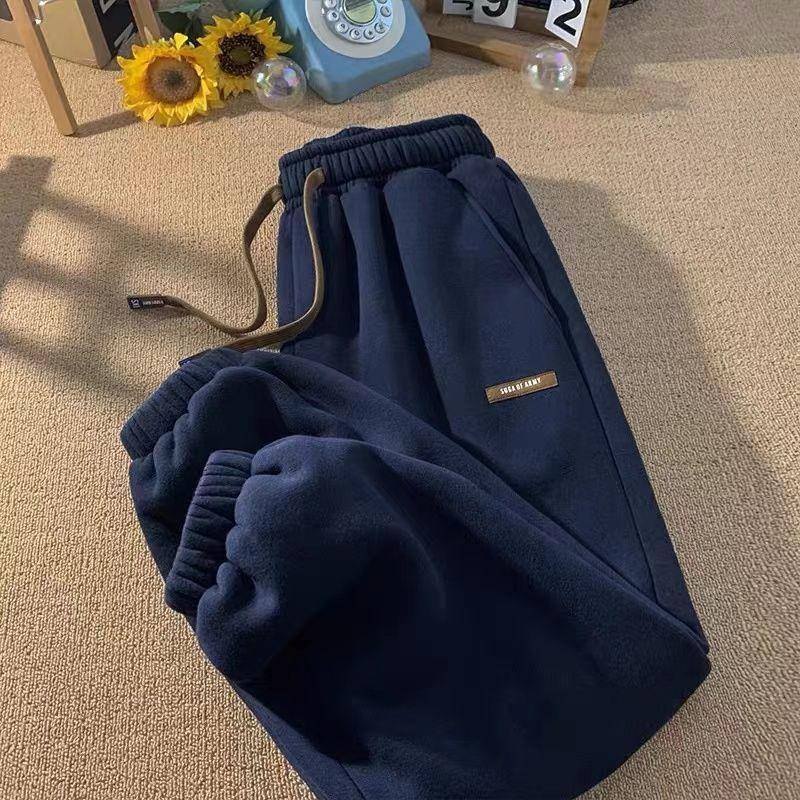 Herbst Winter Jogginghose Frauen Warme Hosen Casual Hosen Lose Lamm Länge Hosen Warme Sport Hosen XXL navy blau von Joom DACH