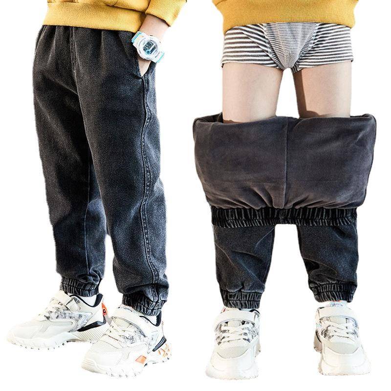 Herbst Winter Jungen Jeans 4-13 Jahre Alt Baumwolle Kinder Jeans Hosen Baby Jungen Jean Kinder Plus Samt 160 dunkelgrau von Joom DACH