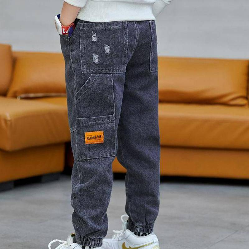 Herbst Winter Jungen Jeans 4-13 Jahre alte Kinder Jeans Hosen Baby Jungen Jean Kinder Plus Samt 140 grau von Joom DACH