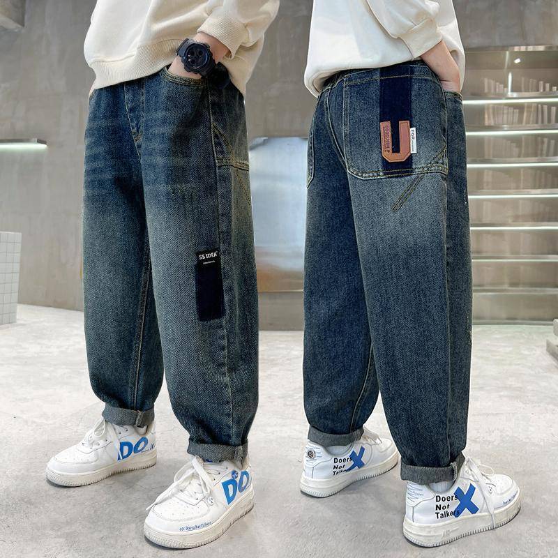 Herbst Winter Jungen Jeans Hosen Baby Jungen Jean Kinder Plus Samt 140cm blau von Joom DACH