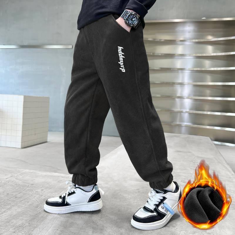 Herbst Winter Jungen Warme Hosen Verdicken Kinder Cord Samt Hosen Kinder Sporthosen für Jungen 130 schwarz von Joom DACH