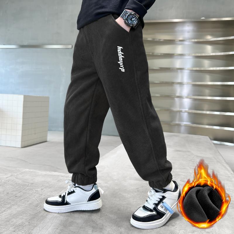 Herbst Winter Jungen Warme Hosen Verdicken Kinder Cord Samt Hosen Kinder Sporthosen für Jungen 150 schwarz von Joom DACH
