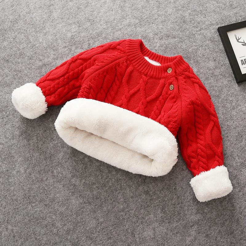 Herbst Winter Kinder Baby Jungen Mädchen Pullover Cartoon Wolle Pullover Kleinkind Kinder Warme Pullover Mantel Strickjacke Verdicken Oberbekleidung 100cm rot von Joom DACH