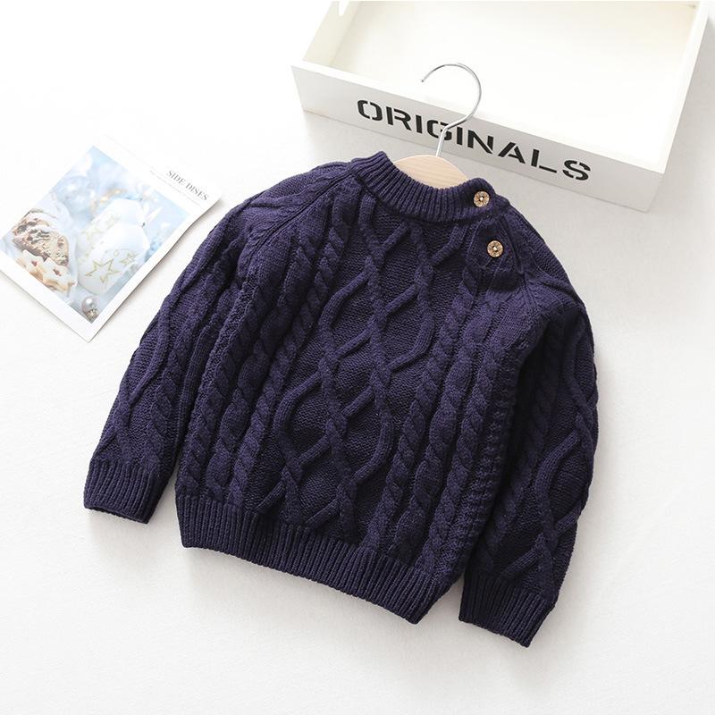 Herbst Winter Kinder Baby Jungen Mädchen Pullover Cartoon Wolle Pullover Kleinkind Kinder Warme Pullover Mantel Strickjacke Verdicken Oberbekleidung 110cm navy blau von Joom DACH
