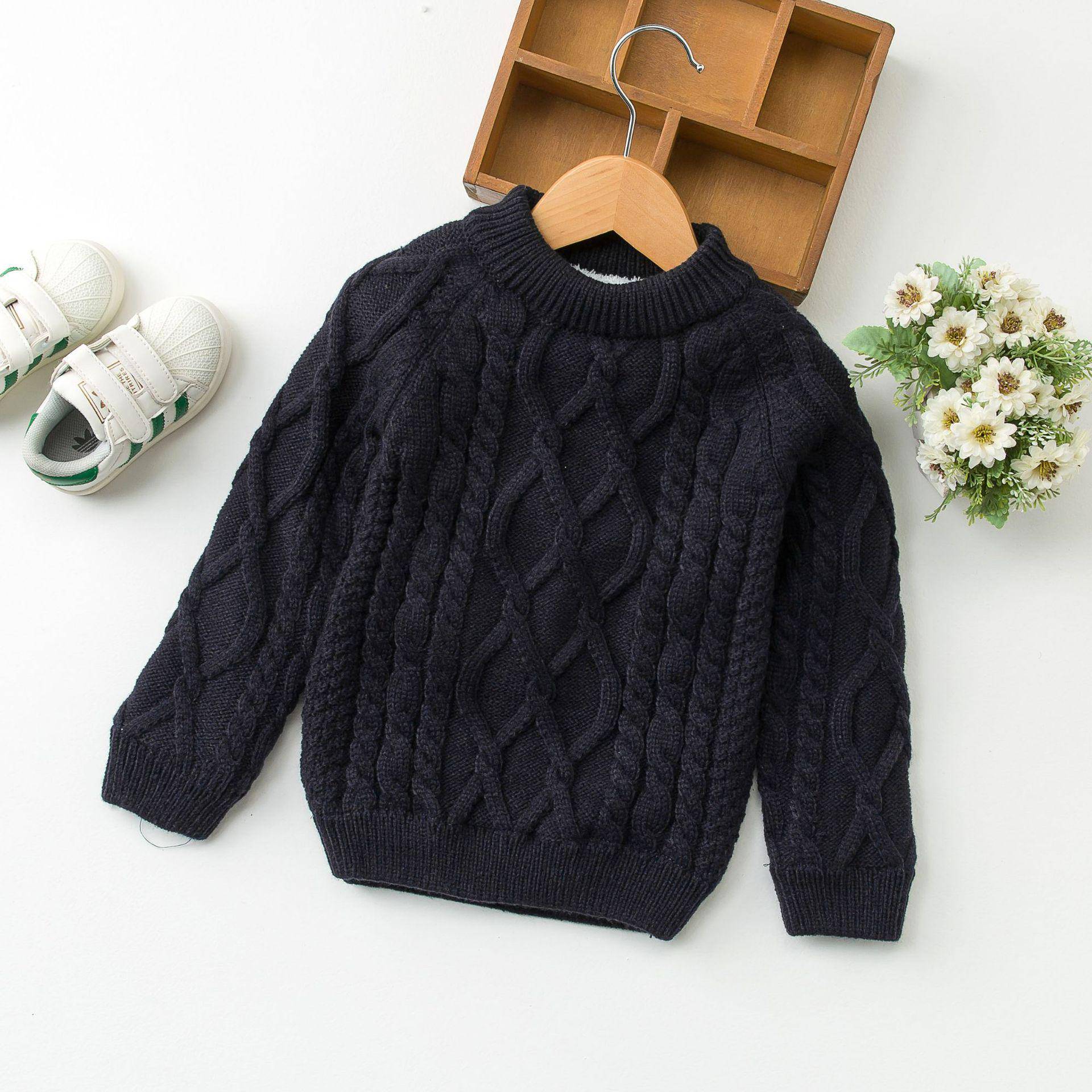 Herbst Winter Kinder Baby Jungen Mädchen Pullover Cartoon Wolle Pullover Kleinkind Kinder Warme Pullover Mantel Strickjacke Verdicken Oberbekleidung 120cm dunkelblaue von Joom DACH