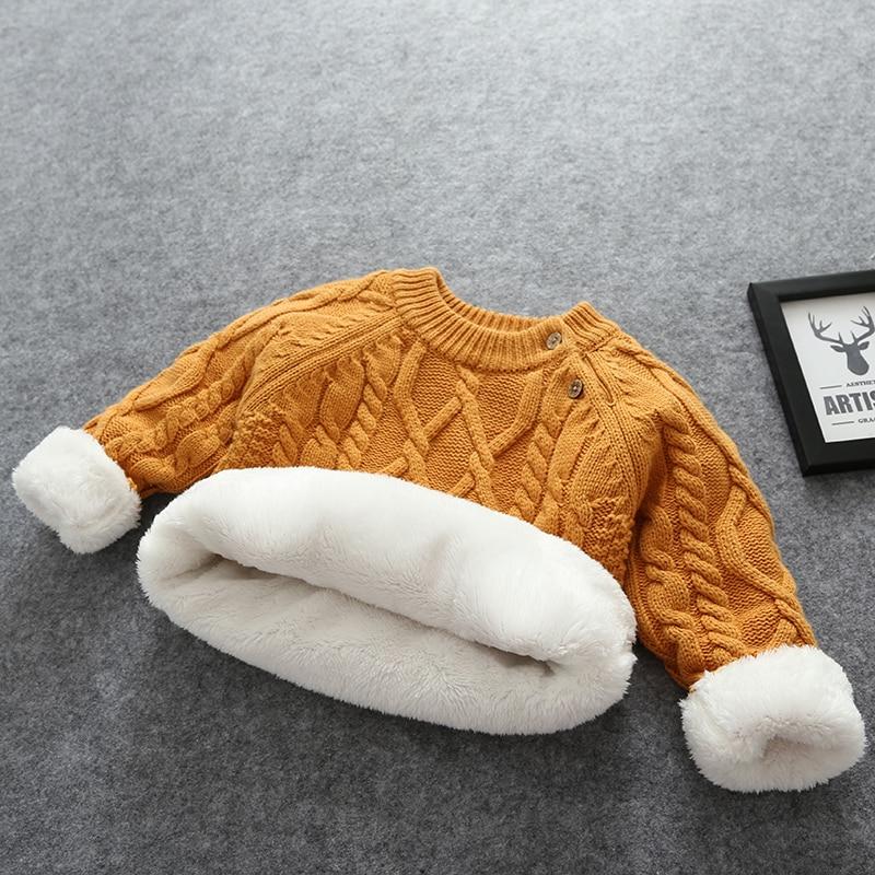 Herbst Winter Kinder Baby Jungen Mädchen Pullover Cartoon Wolle Pullover Kleinkind Kinder Warme Pullover Mantel Strickjacke Verdicken Oberbekleidung 90cm orange von Joom DACH