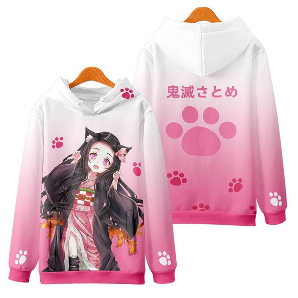 Herbst Winter Kinder Demon Slayer Hoodie Japanischer Anime Pullover Erwachsene Lässige Kapuzenkleidung Jungen Mädchen Mode Top Mantel mit Mütze L von Joom DACH