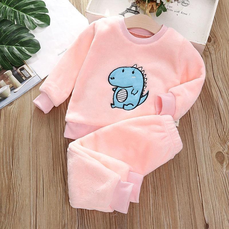 Herbst Winter Kinder Hause Kleidung Nette Baby Jungen Mädchen Pyjamas 2Pcs Sets Cartoons kinder Pyjamas Langarm Warme pyjamas Anzug 100 von Joom DACH