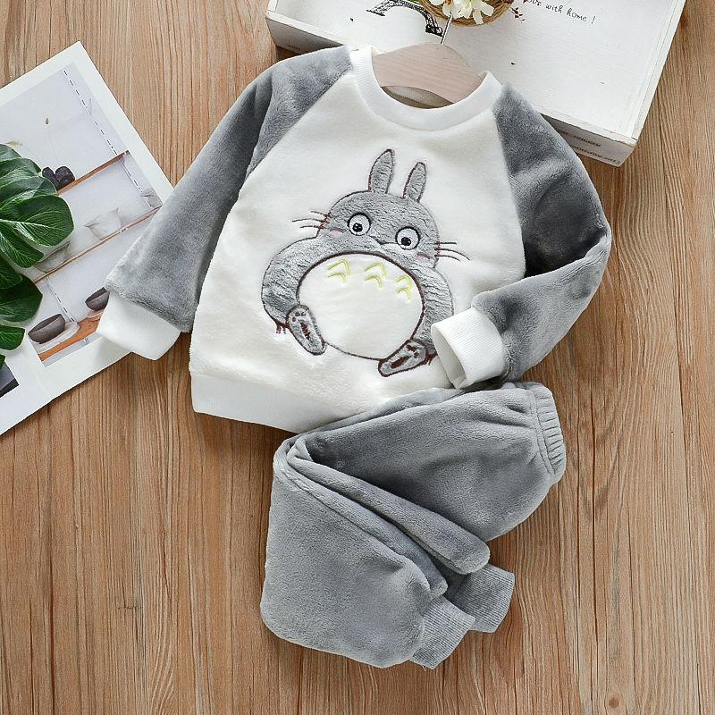 Herbst Winter Kinder Hause Kleidung Nette Baby Jungen Mädchen Pyjamas 2Pcs Sets Cartoons kinder Pyjamas Langarm Warme pyjamas Anzug 100 von Joom DACH