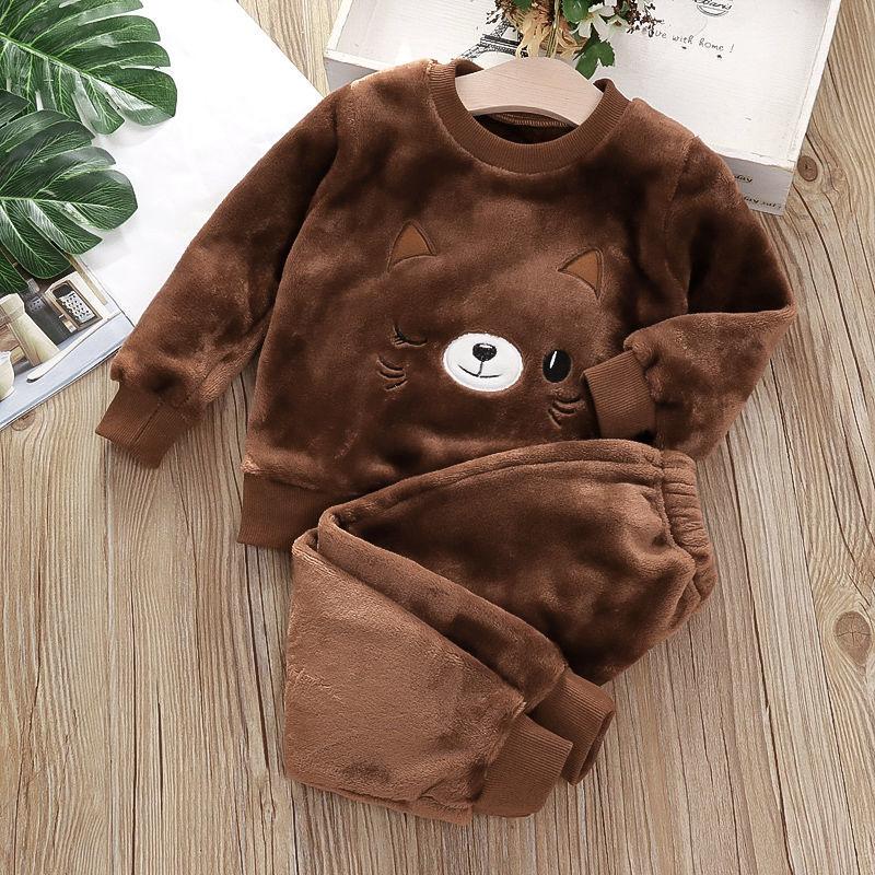 Herbst Winter Kinder Hause Kleidung Nette Baby Jungen Mädchen Pyjamas 2Pcs Sets Cartoons kinder Pyjamas Langarm Warme pyjamas Anzug 100 von Joom DACH