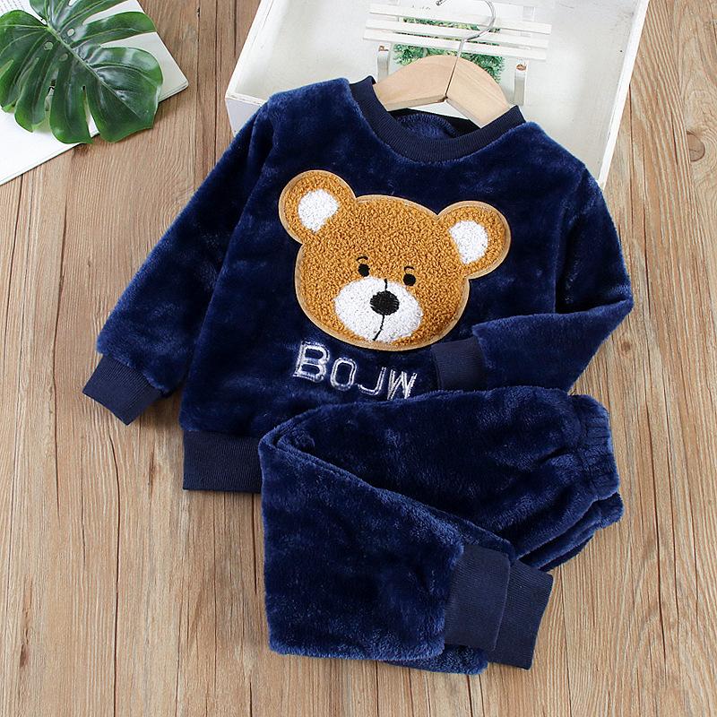 Herbst Winter Kinder Hause Kleidung Nette Baby Jungen Mädchen Pyjamas 2Pcs Sets Cartoons kinder Pyjamas Langarm Warme pyjamas Anzug 100 von Joom DACH