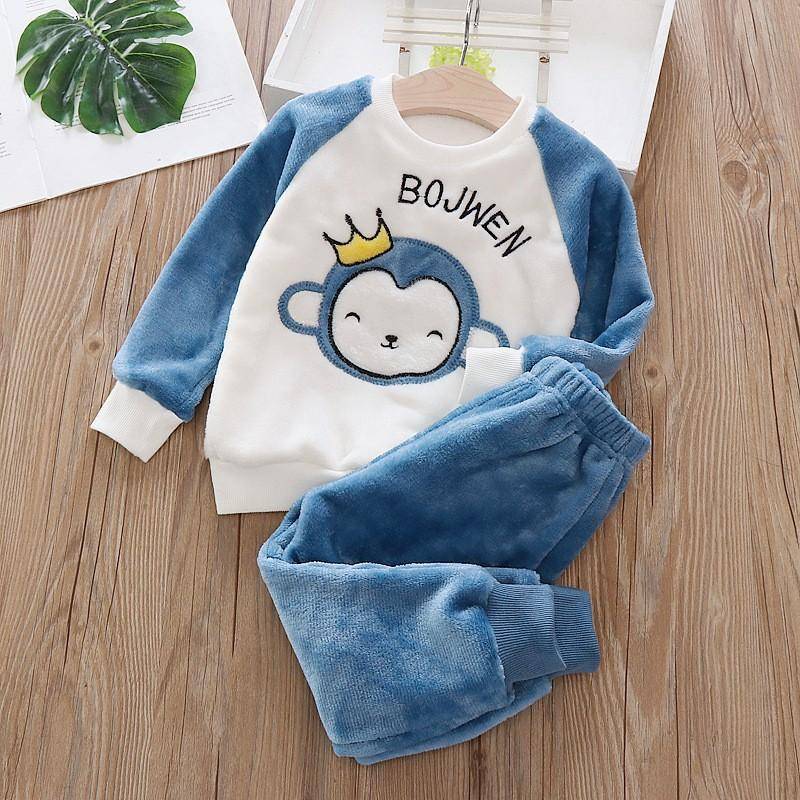 Herbst Winter Kinder Hause Kleidung Nette Baby Jungen Mädchen Pyjamas 2Pcs Sets Cartoons kinder Pyjamas Langarm Warme pyjamas Anzug 110 von Joom DACH