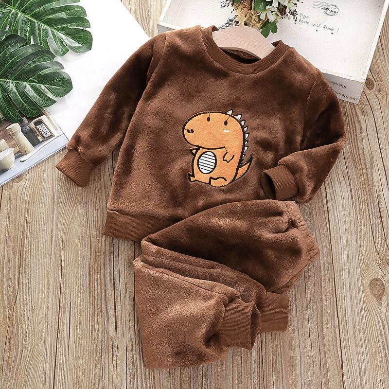 Herbst Winter Kinder Hause Kleidung Nette Baby Jungen Mädchen Pyjamas 2Pcs Sets Cartoons kinder Pyjamas Langarm Warme pyjamas Anzug 110 von Joom DACH