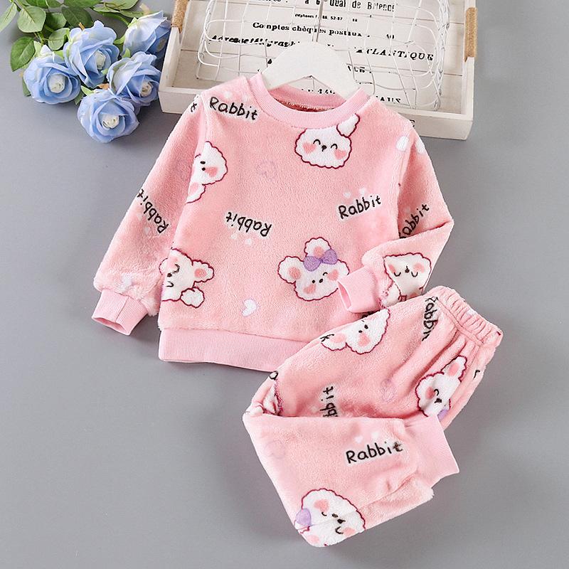 Herbst Winter Kinder Hause Kleidung Nette Baby Jungen Mädchen Pyjamas 2Pcs Sets Cartoons kinder Pyjamas Langarm Warme pyjamas Anzug 120 von Joom DACH