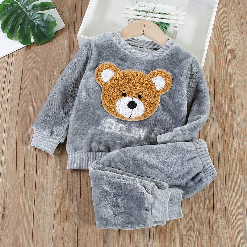 Herbst Winter Kinder Hause Kleidung Nette Baby Jungen Mädchen Pyjamas 2Pcs Sets Cartoons kinder Pyjamas Langarm Warme pyjamas Anzug 120 von Joom DACH
