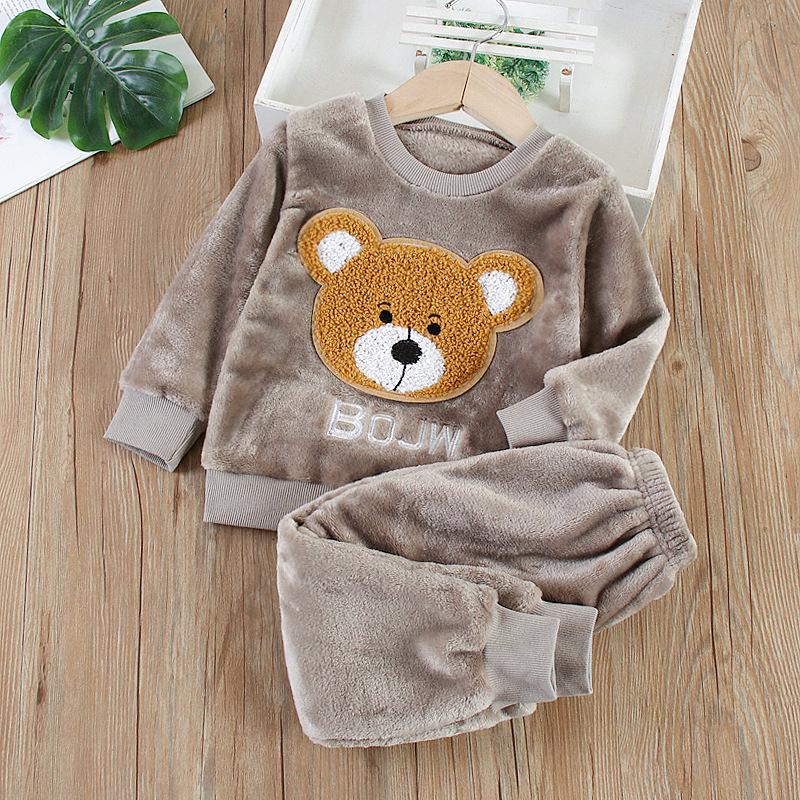 Herbst Winter Kinder Hause Kleidung Nette Baby Jungen Mädchen Pyjamas 2Pcs Sets Cartoons kinder Pyjamas Langarm Warme pyjamas Anzug 130 von Joom DACH