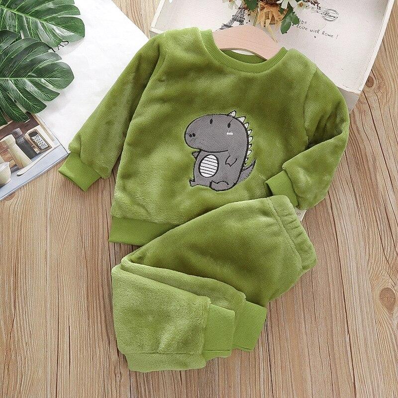 Herbst Winter Kinder Hause Kleidung Nette Baby Jungen Mädchen Pyjamas 2Pcs Sets Cartoons kinder Pyjamas Langarm Warme pyjamas Anzug 80 von Joom DACH