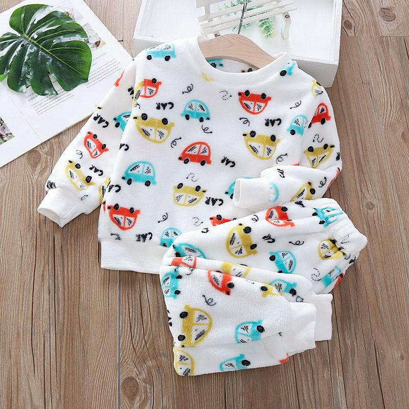 Herbst Winter Kinder Hause Kleidung Nette Baby Jungen Mädchen Pyjamas 2Pcs Sets Cartoons kinder Pyjamas Langarm Warme pyjamas Anzug 80 von Joom DACH