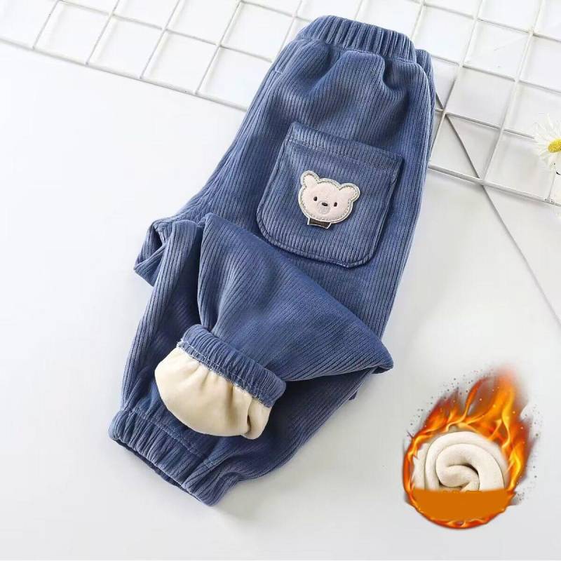 Herbst Winter Kinder Plüsch Dicke Warme Hose Baby Jungen Hose Warm Halten Niedliche Bär Mädchen Hose Kinderkleidung 120cm blau von Joom DACH