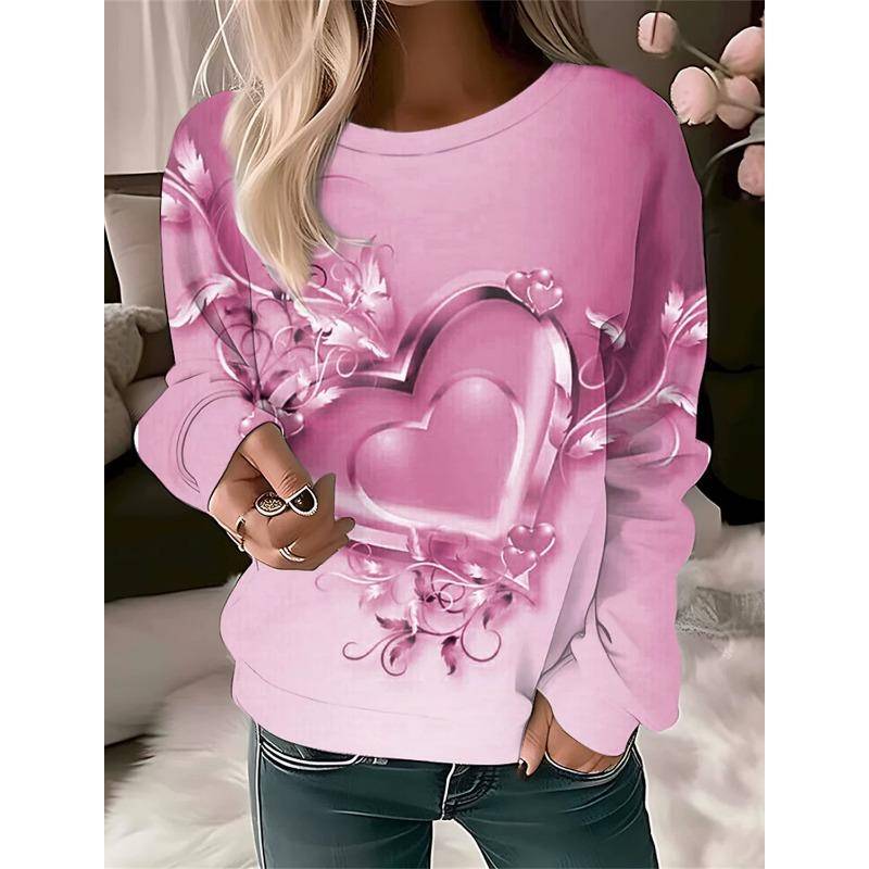 Herbst Winter Liebesherz Muster Damen Casual Sweatshirts Langarm 3D Druck Street Herren/Damen Liebhaber Sweatshirt 3XL von Joom DACH