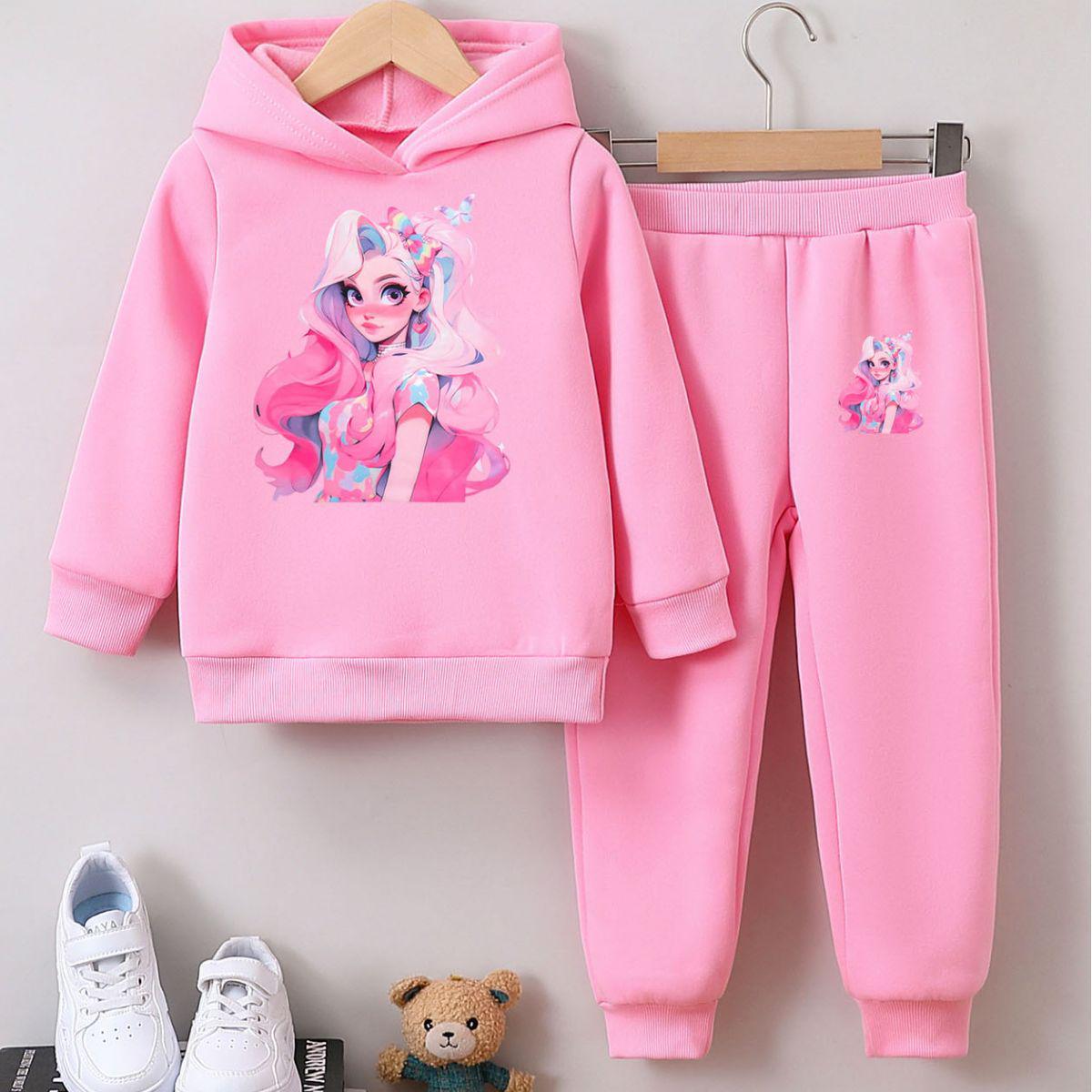Herbst Winter Mädchen Cartoon Langarm Sweatshirt Set 110 cm von Joom DACH