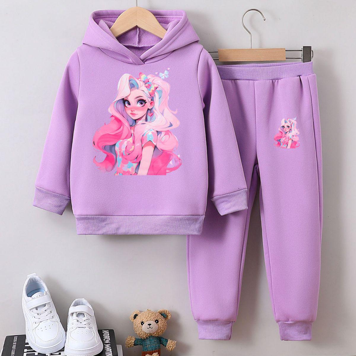 Herbst Winter Mädchen Cartoon Langarm Sweatshirt Set 110 cm von Joom DACH