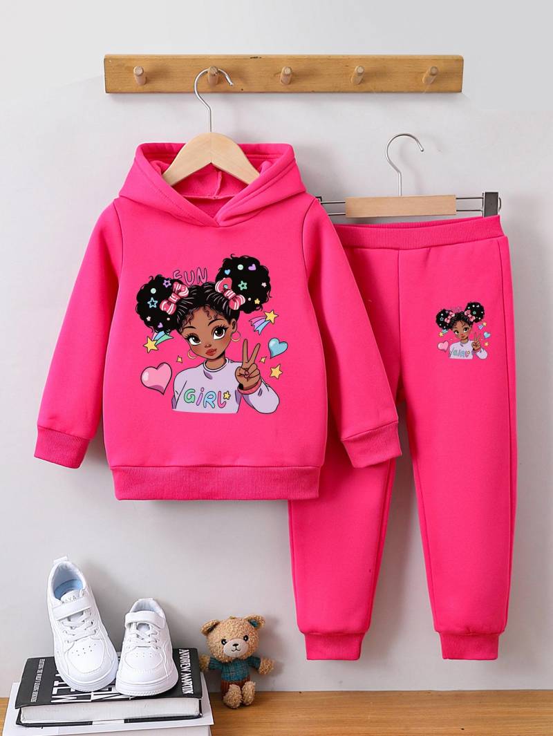 Herbst Winter Mädchen Cartoon Langarm Sweatshirt Set 120 cm von Joom DACH