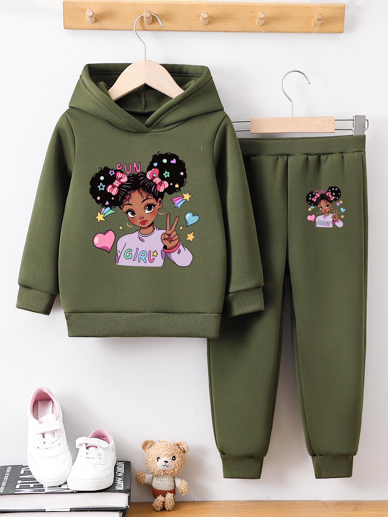 Herbst Winter Mädchen Cartoon Langarm Sweatshirt Set 140 cm von Joom DACH