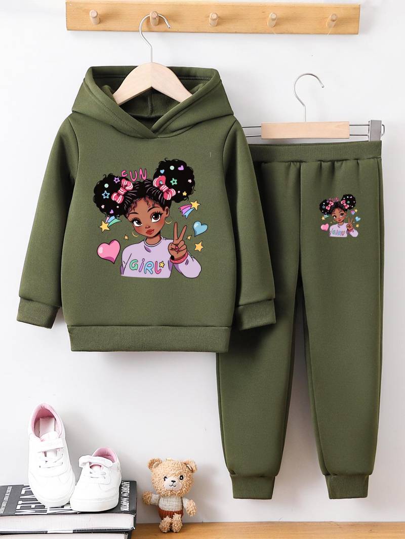 Herbst Winter Mädchen Cartoon Langarm Sweatshirt Set 140 cm von Joom DACH