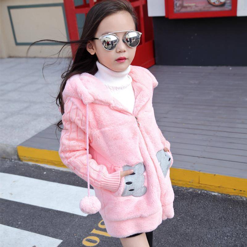 Herbst Winter Mädchen Jacke Niedlichen Kaninchen Bär Warm Halten Kleine Prinzessin Plüsch Jacke Mit Kapuze Zipper Pullover Jahre Kinder Kleidung 120cm rosa von Joom DACH