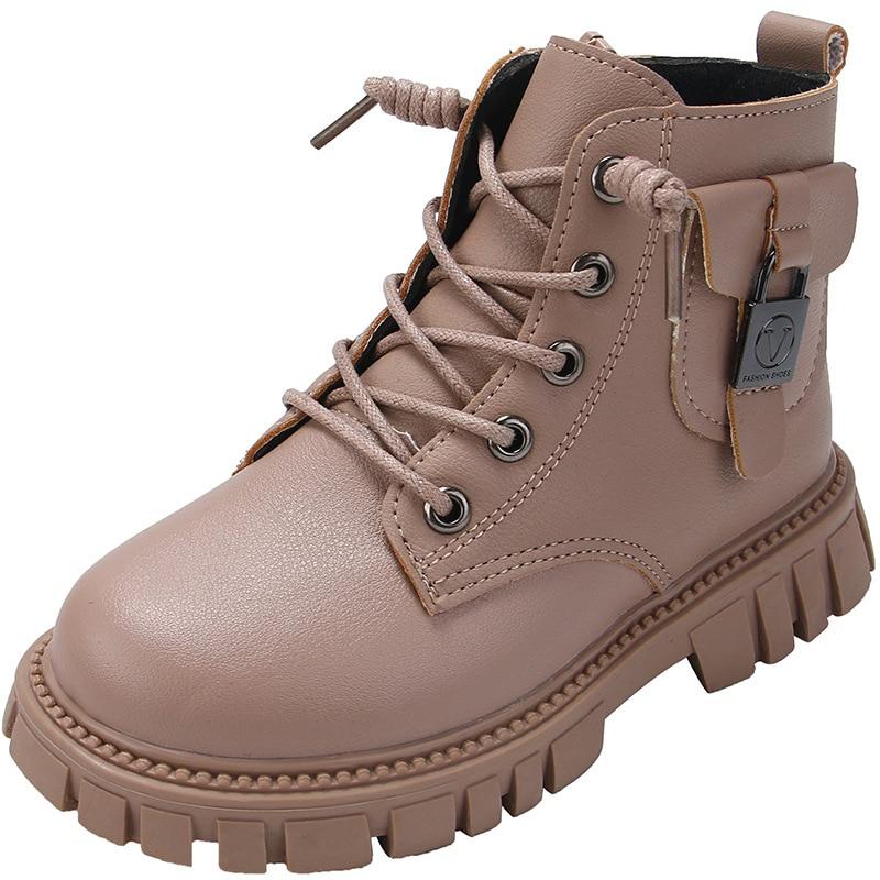 Herbst Winter Mädchen Stiefeletten Nicht-slip Jungen PU Leder Kurze Stiefel Kinder Stiefel Kleinkind Mädchen Stiefel 27 khaki von Joom DACH