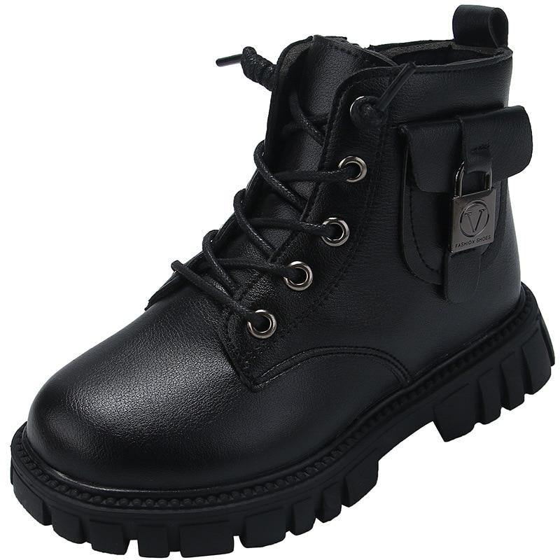Herbst Winter Mädchen Stiefeletten Nicht-slip Jungen PU Leder Kurze Stiefel Kinder Stiefel Kleinkind Mädchen Stiefel 32 schwarz von Joom DACH
