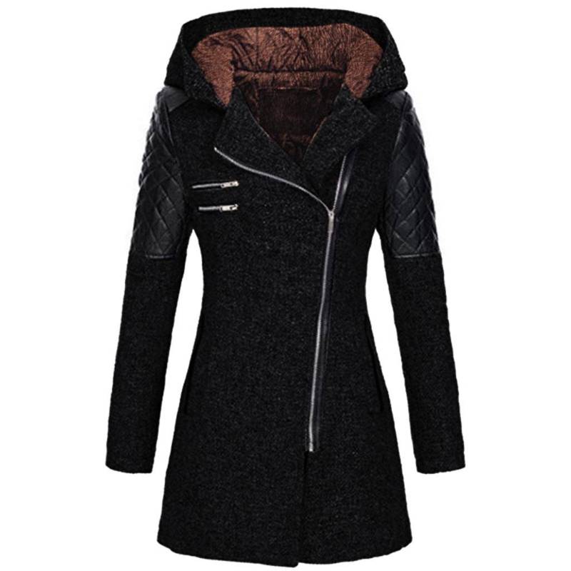 Herbst Winter Mit Kapuze Taille Slim-fit Mantel Frauen Casual Mäntel Elegante Vintage Mode Übergroßen Mantel 5XL schwarz von Joom DACH