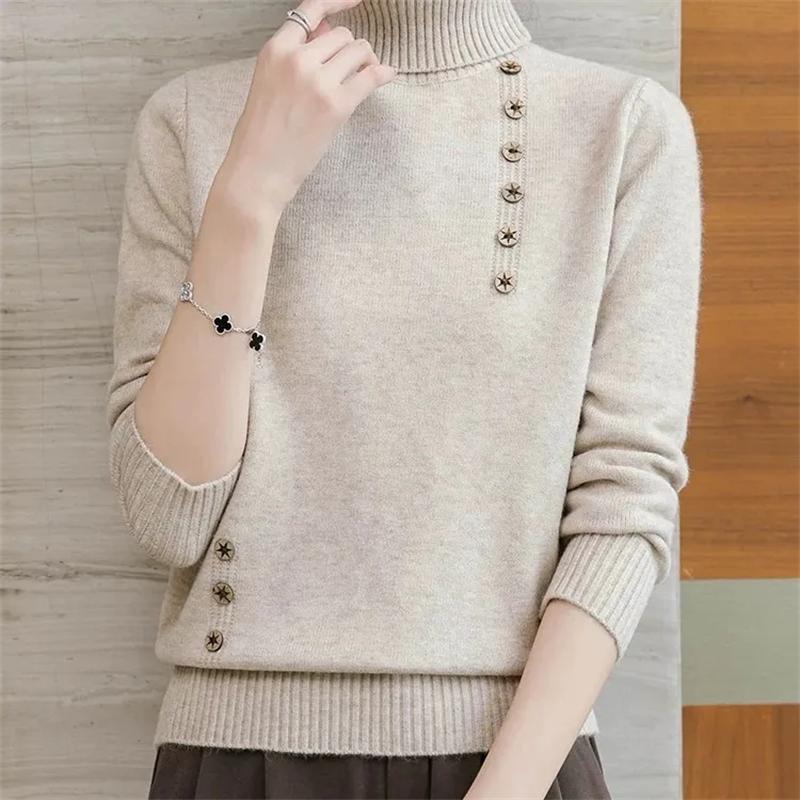 Herbst Winter Neue frauen Pullover frauen High Neck Strick Pullover Lose Koreanische Mode Warme frauen Top XL apricot von Joom DACH