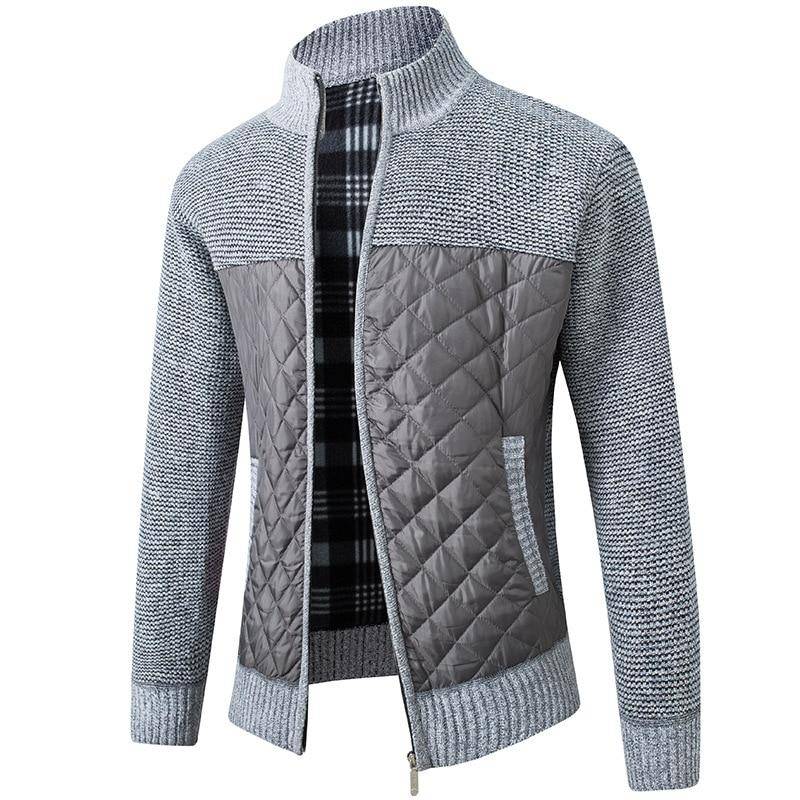 Herbst Winter Neue männer Jacke Slim Fit Stehkragen Zipper Jacke Männer Feste Dicke Warme Jacke Männer Pullover XL licht grau von Joom DACH