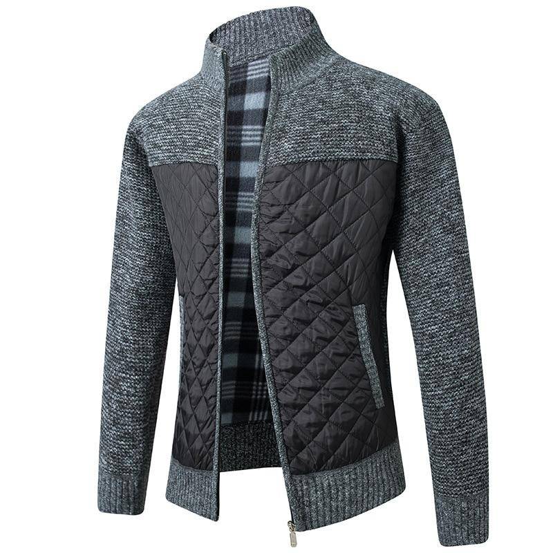 Herbst Winter Neue männer Jacke Slim Fit Stehkragen Zipper Jacke Männer Feste Dicke Warme Jacke Männer Pullover XXL dunkelgrau von Joom DACH