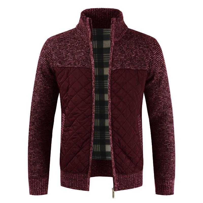 Herbst Winter Neue männer Jacke Slim Fit Stehkragen Zipper Jacke Männer Feste Dicke Warme Jacke Männer Pullover XXL bordeaux von Joom DACH