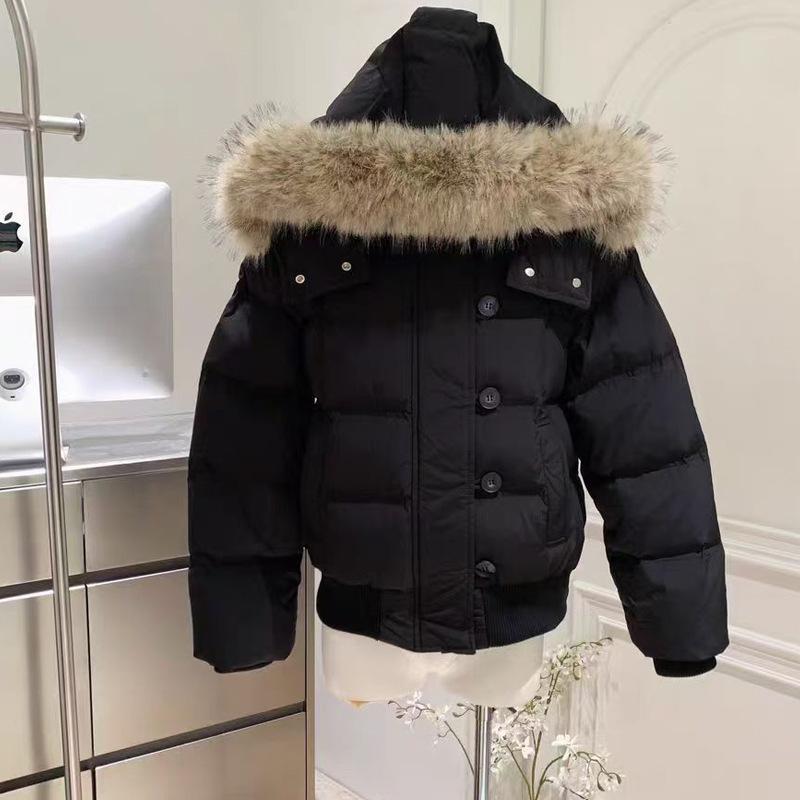 Herbst Winter Pelz Kapuzenjacke Damen Oberbekleidung Dicke Daunen Baumwolle Gepolstert Slim Kurz Parkas Weiblich Cropped Puffer Bubble Coat M von Joom DACH