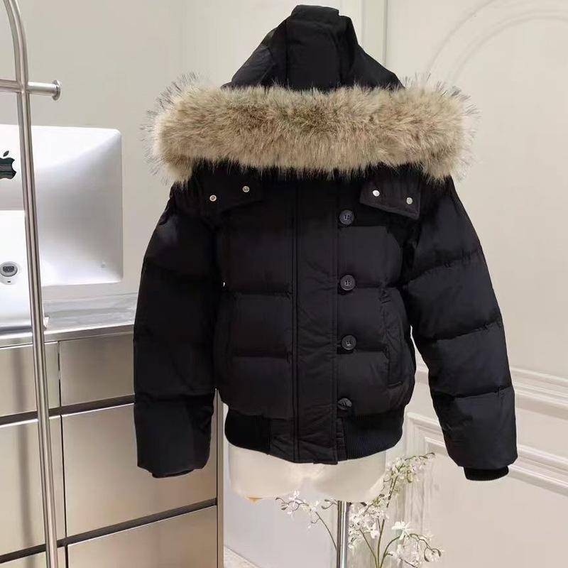 Herbst Winter Pelz Kapuzenjacke Damen Oberbekleidung Dicke Daunen Baumwolle Gepolstert Slim Kurz Parkas Weiblich Cropped Puffer Bubble Coat M von Joom DACH