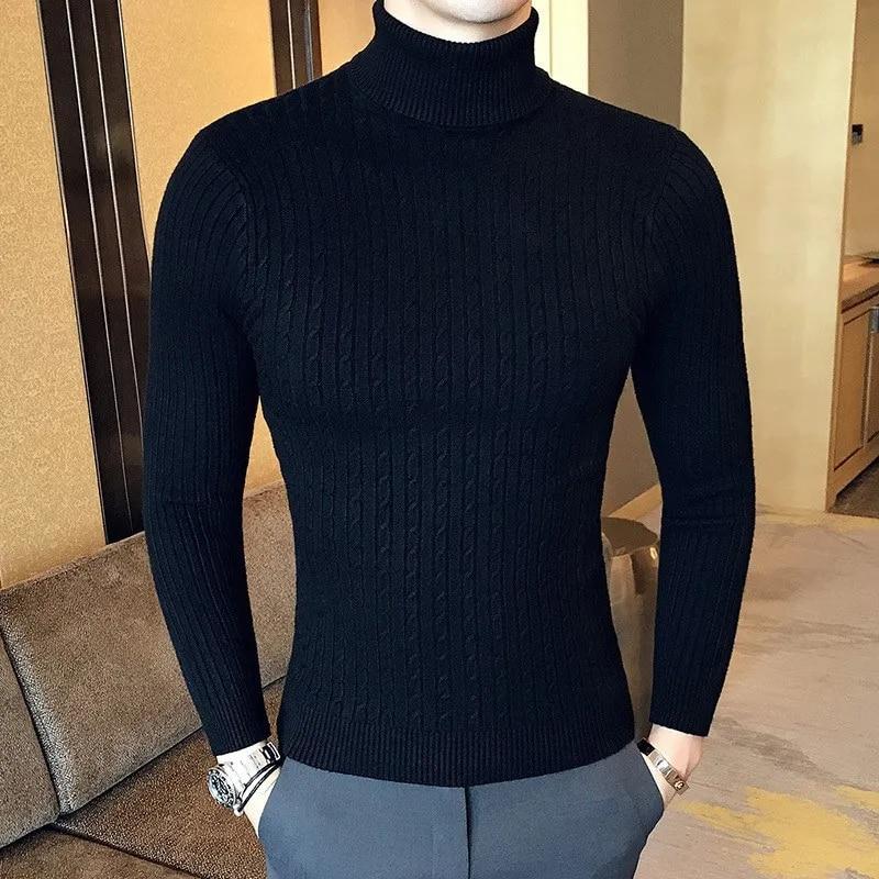 Herbst Winter Rollkragen Pullover Warme Einfarbig männer Pullover Schlank Pullover männer Gestrickte pullover Bodenbildung Shirt Asia L von Joom DACH