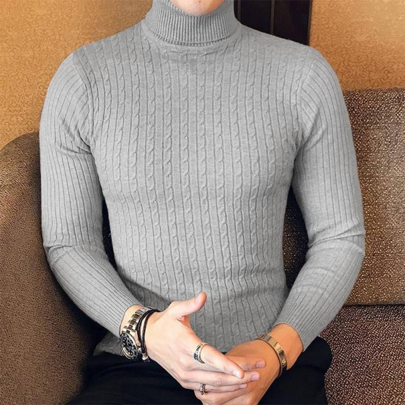 Herbst Winter Rollkragen Pullover Warme Einfarbig männer Pullover Schlank Pullover männer Gestrickte pullover Bodenbildung Shirt Asia XXL graue von Joom DACH
