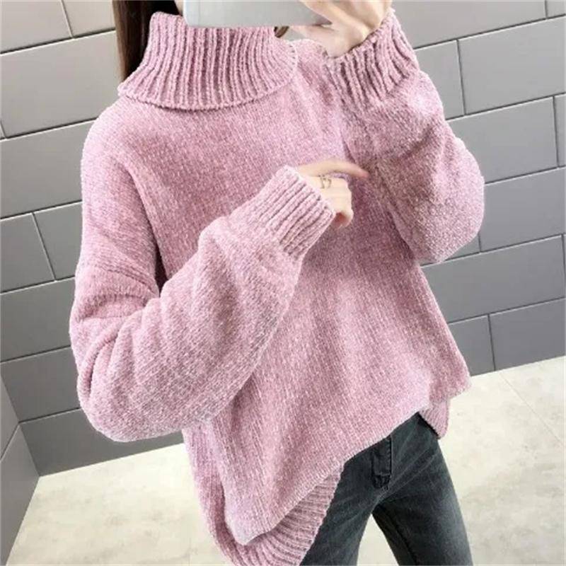 Herbst Winter Rollkragenpullover Damen Locker Elastisch Dick Gestrickte Pullover Uni Damen Warmes Basic-Shirt M rosa Herbst Winter Rollkragenpullover Damen Locker Elastisch Dick Gestrickte Pullover Uni Damen Warmes Basic-Shirt M rosa von Joom DACH