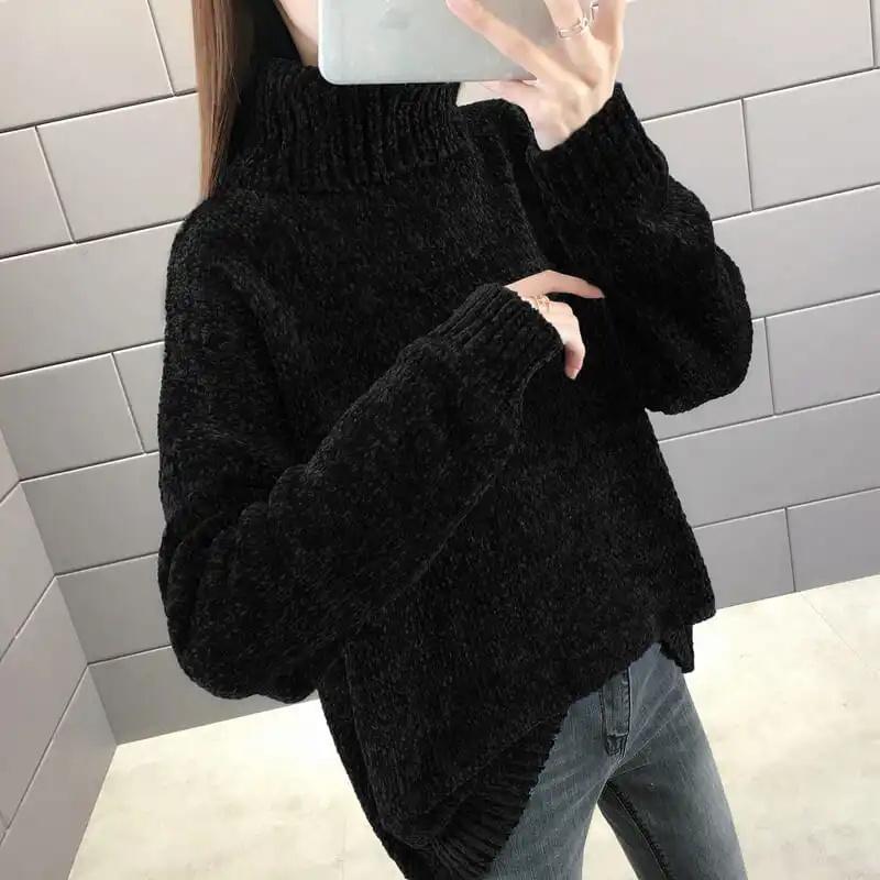 Herbst Winter Rollkragenpullover Damen Locker Elastisch Dick Gestrickte Pullover Uni Damen Warmes Basic-Shirt S schwarz Herbst Winter Rollkragenpullover Damen Locker Elastisch Dick Gestrickte Pullover Uni Damen Warmes Basic-Shirt S schwarz von Joom DACH