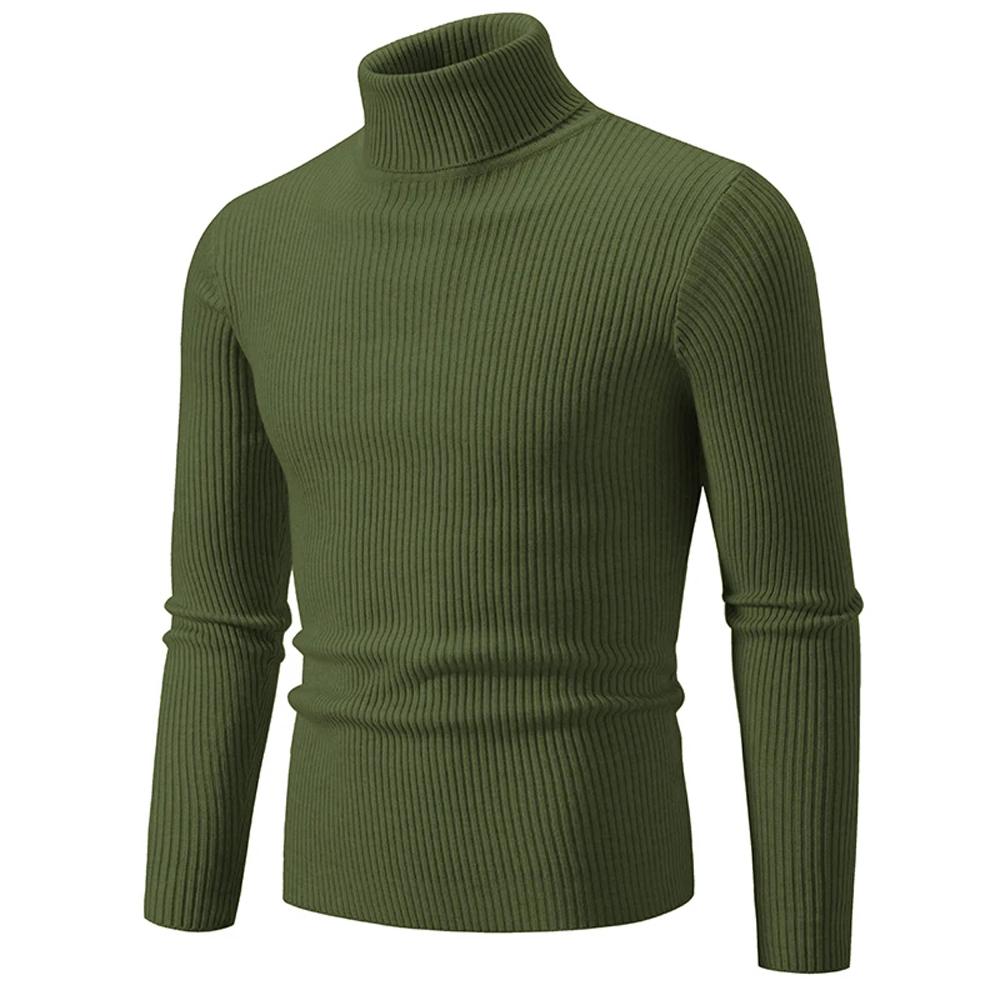 Herbst Winter Rollkragenpullover Männer Warme Gestrickte Einfarbig Pullover männer Slim Fit Casual Rollkragen Strickwaren Mann Pullover 2XL grün von Joom DACH