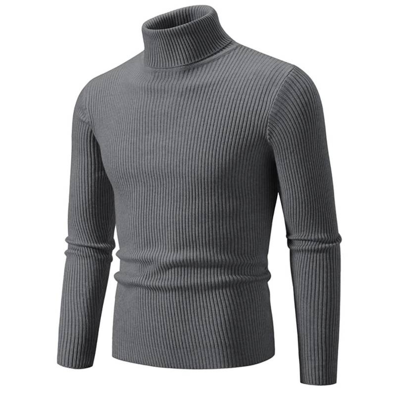 Herbst Winter Rollkragenpullover Männer Warme Gestrickte Einfarbig Pullover männer Slim Fit Casual Rollkragen Strickwaren Mann Pullover L dunkelgrau von Joom DACH
