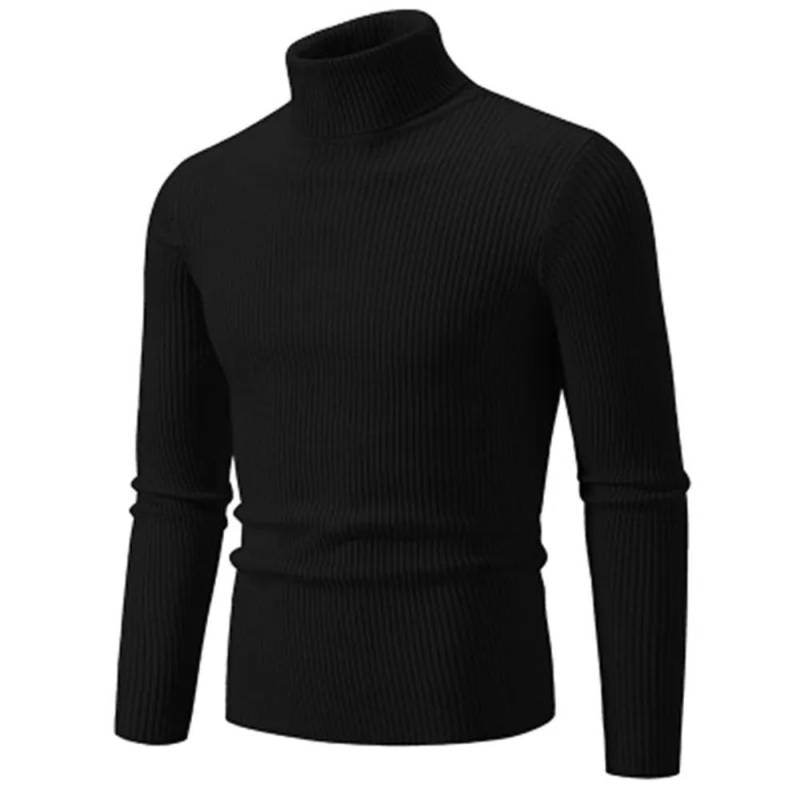 Herbst Winter Rollkragenpullover Männer Warme Gestrickte Einfarbig Pullover männer Slim Fit Casual Rollkragen Strickwaren Mann Pullover L schwarz von Joom DACH